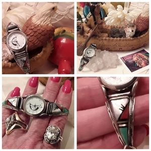 ZUNI,NATIVE AMERICAN ARTIST, CC BOOQUA 925 WATCH